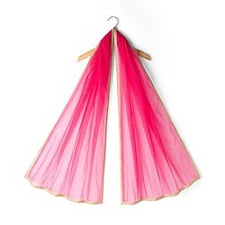 Pine Kids Woven Lehenga Choli Dupatta with Half Sleeves and Geometric Print in Red