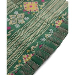 Pine Kids Woven Lehenga Choli Dupatta with Half Sleeves and Geometric Print in Red