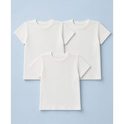 Pine Kids Cotton Knit Solid T-Shirts with Half Sleeves Pack of 3 - White