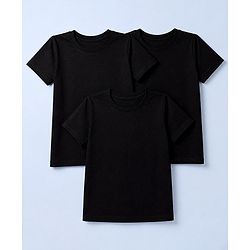 Pine Kids Cotton Knit Half Sleeves Solid T-Shirts Pack Of 3 - Black