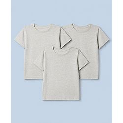 Pine Kids Cotton Knit Half Sleeves Solid T-Shirts Pack Of 3 - Grey