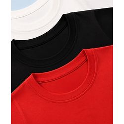 Pine Kids Cotton Knit Solid Half Sleeves T-Shirts Pack of 3 - Red, Black & White