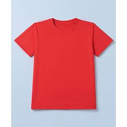 Pine Kids Cotton Knit Solid Half Sleeves T-Shirts Pack of 3 - Red, Black & White