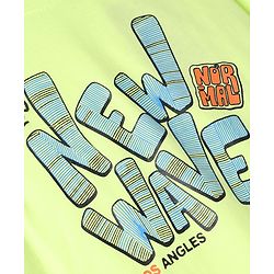 Pine Kids 100% Cotton Knit T-Shirt with Half Sleeves and New Wave Print in Lime Green
