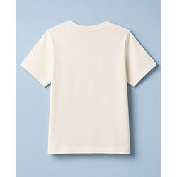 Pine Kids 100% Cotton Knit T-Shirts with Half Sleeves and French Riviera Saint Tropez Sailing Club Print in Offwhite for 4-5 Years