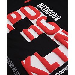 Pine Kids 100% Cotton Knit T-Shirts with Half Sleeves, Drop Shoulder Sleeves and 3 Brooklyn Print in Black