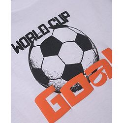 Pine Kids 100% Cotton Knit T-Shirt with Half Sleeves and Soccer Ball Print in White
