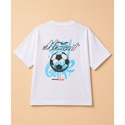 Pine Kids 100% Cotton Knit T-Shirt with Half Sleeves and Soccer Ball Print in White