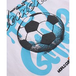 Pine Kids 100% Cotton Knit T-Shirt with Half Sleeves and Soccer Ball Print in White