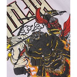 Pine Kids 100% Cotton Knit T-Shirts with Half Sleeves, Drop Shoulder and Ninja Print in White