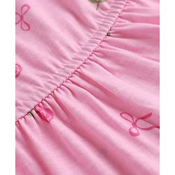 Pine Kids Cotton Knit Frock with Jacket with Full Sleeves and Roses Print in Pink