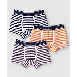 Pine Kids Cotton Elastane Knit Striped Trunks Pack of 3 - Blue Orange