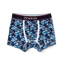 Pine Kids Cotton Knit Trunks with Stripe & Abstract Print Pack of 3 - Black & Blue