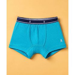 Pine Kids 100% Cotton Knit Striped Trunks With On the Wheels Text Print Pack of 3 - Blue & Navy Blue