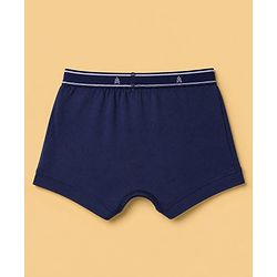 Pine Kids 100% Cotton Knit Striped Trunks With On the Wheels Text Print Pack of 3 - Blue & Navy Blue