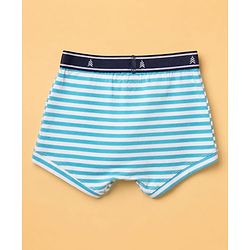 Pine Kids 100% Cotton Knit Striped Trunks With On the Wheels Text Print Pack of 3 - Blue & Navy Blue