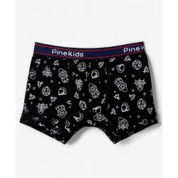 Pine Kids 100% Cotton Knit Printed Trunks Pack of 3 - Blue