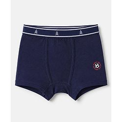 Pine Kids 100% Cotton Elastane Knit Trunk with Football Print Pack of 3 - Red Blue & White