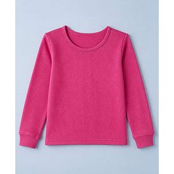 Pine Kids Cotton Knit Full Sleeves Solid Vest and Pant - Dark Pink