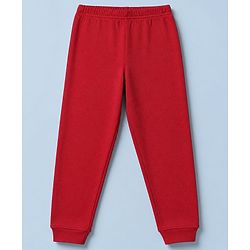 Pine Kids Cotton Mix Knit Solid Vest & Pant Thermal Set with Full Length in Dark Red