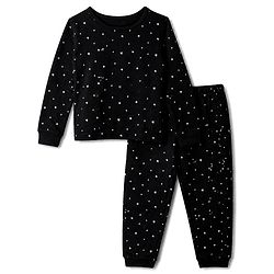 Pine Kids Cotton Mix Knit Full Sleeves Thermal Inner Wear With Heart Print- Black