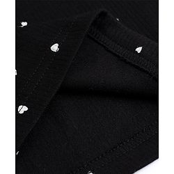 Pine Kids Cotton Mix Knit Full Sleeves Thermal Inner Wear With Heart Print- Black