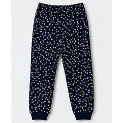 Pine Kids Cotton Knit Full Sleeves Vest and Pant Thermal Inner Wear with Full Length and Flowers Print in Blue