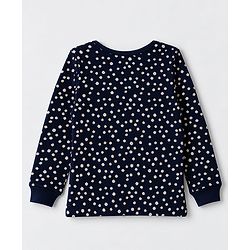 Pine Kids Cotton Knit Full Sleeves Vest and Pant Thermal Inner Wear with Full Length and Flowers Print in Blue