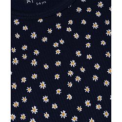Pine Kids Cotton Knit Full Sleeves Vest and Pant Thermal Inner Wear with Full Length and Flowers Print in Blue