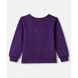 Pine Kids Cotton Knit Full Sleeves Vest and Pant Thermal Inner Wear Set with Full Length and Stars Print in Purple