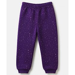 Pine Kids Cotton Knit Full Sleeves Vest and Pant Thermal Inner Wear Set with Full Length and Stars Print in Purple
