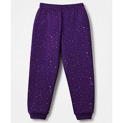 Pine Kids Cotton Knit Full Sleeves Vest and Pant Thermal Inner Wear Set with Full Length and Stars Print in Purple