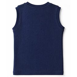Pine Kids Cotton Mix Knit Full Sleeves Vest & Pant Thermal Set in Navy Blue