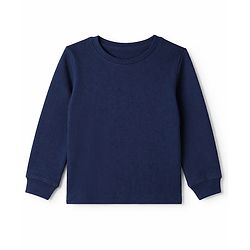 Pine Kids Cotton Mix Knit Full Sleeves Vest & Pant Thermal Set in Navy Blue