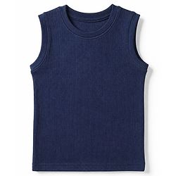 Pine Kids Cotton Mix Knit Full Sleeves Vest & Pant Thermal Set in Navy Blue