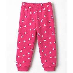 Pine Kids Cotton Mix Knit Full Sleeves Printed Thermal Inner Wear Set - Dark Pink
