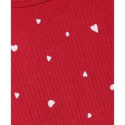 Pine Kids Cotton Knit Ribbed Full Sleeves Vest and Pant Thermal Inner Wear Set with Full Length and Hearts Print in Red