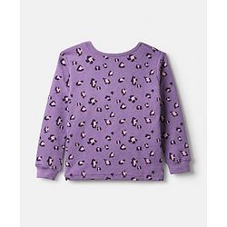 Pine Kids Cotton Blend Knit Full Sleeves Round Neck Thermal Set with Leopard Spots Print - Lilac