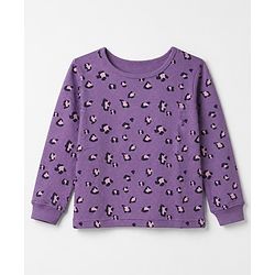 Pine Kids Cotton Blend Knit Full Sleeves Round Neck Thermal Set with Leopard Spots Print - Lilac