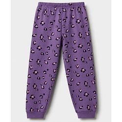 Pine Kids Cotton Blend Knit Full Sleeves Round Neck Thermal Set with Leopard Spots Print - Lilac