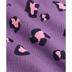 Pine Kids Cotton Blend Knit Full Sleeves Round Neck Thermal Set with Leopard Spots Print - Lilac