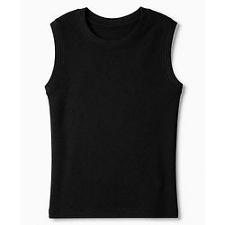 Pine Kids Cotton Blend Knit Full Sleeves Solid Colour Thermal Wear Set with Vest - Black