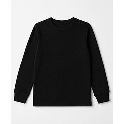 Pine Kids Cotton Blend Knit Full Sleeves Solid Colour Thermal Wear Set with Vest - Black