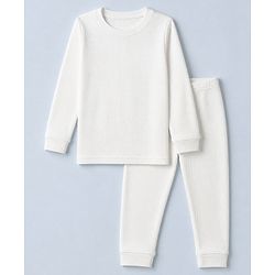 Pine Kids Cotton Mix Knit Full Sleeves Thermal Inner Wear Set - White