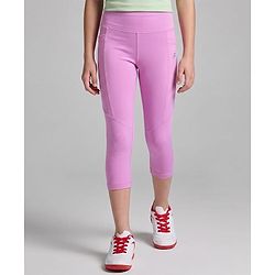 Pine Active Knit Full Length Solid Capri Leggings - Pink