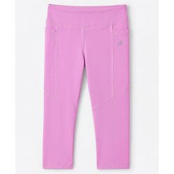 Pine Active Knit Full Length Solid Capri Leggings - Pink