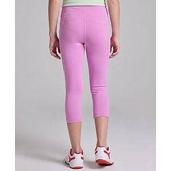 Pine Active Knit Full Length Solid Capri Leggings - Pink