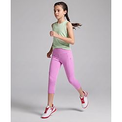 Pine Active Knit Full Length Solid Capri Leggings - Pink