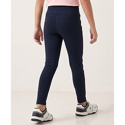 Pine Active Knit Full Length Solid Leggings - Navy Blue