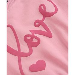 Pine Kids 100% Cotton Winter Frock with Full Sleeves and Love Print in Pink for 4-5 Years